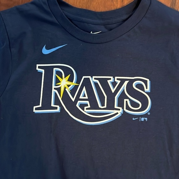 MLB Tampa Bay Rays Navy Blue T Shirt Youth Large (14/16) Arozarena Nike Cotton - Picture 3 of 7
